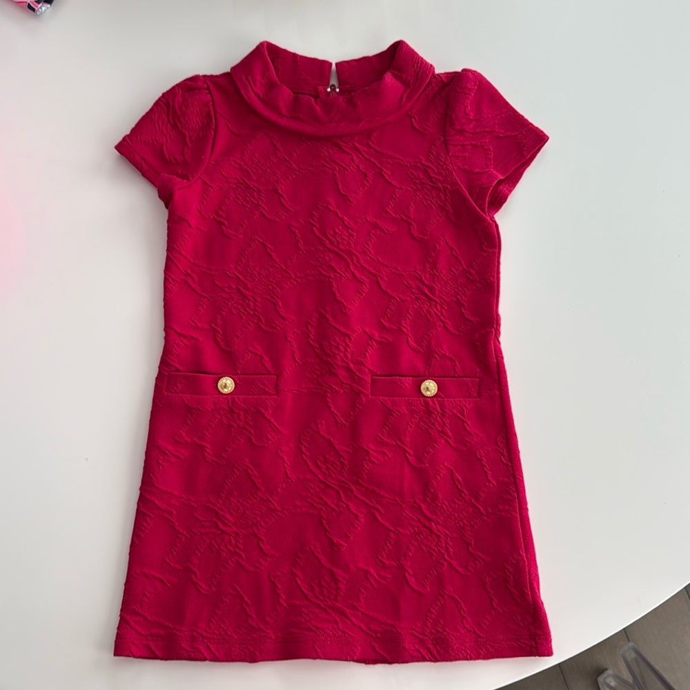 Lilly Pulitzer girls red mock neck dress S (4-5)